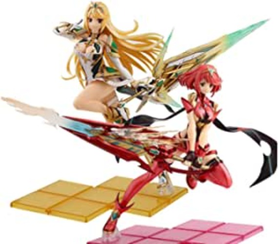 Amoszu New Anime Figurine Xenoblade Chronicles 2 Mythra Hikari & Pyra Homura 1/7 PVC No Gift Box(Yellow+Red)