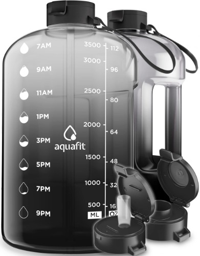 AQUAFIT 1 Gallon Water Bottle With Times To Drink
