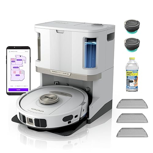 Shark Robot Vacuum & Mop Combo, PowerDetect NeverTouch Pro, Self-Emptying, Self-Refill with Self-Clean Pad Wash & Dry, 60-Day Debris Capacity, 30-Day Refill Tank, 5 PowerDetect Technologies, AV2800ZE - Wet+Dry & 60-Day Self-Refilling - White