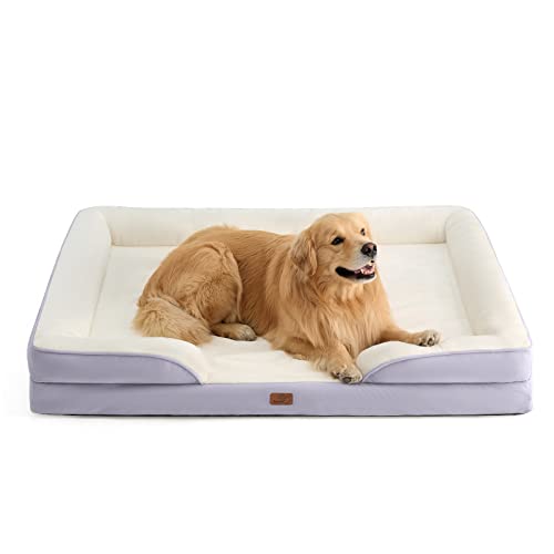 Bedsure XXL Orthopedic Dog Bed - Washable Great Dane Dog Sofa Beds for Giant Dogs, Supportive Foam Pet Couch Bed with Removable Washable Cover, Waterproof Lining and Nonskid Bottom, Lavender - 53.0"L x 42.0"W x 8.0"Th - Lavender