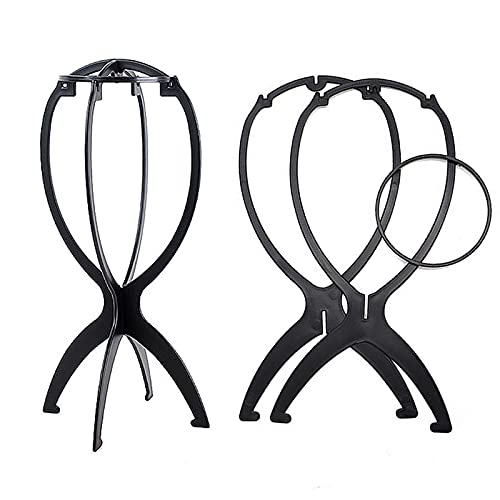 Wig Stand, 14.2 Inch Black Wig Head Holders, Plastic Wig Holders Stand for Short Wigs Hat Display, 2 Pack