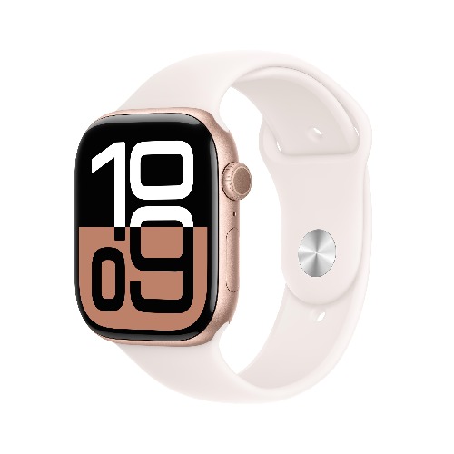 Apple Watch Series 10 GPS 46mm Rose Gold Aluminum Case with Light Blush Sport Band - M/L | Default Title