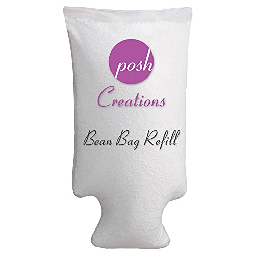 Posh Creations Filling Bean Bag Refill, 100 L, White with EZ-Pour Zipper Spout - 100 L - Bean Bag - Polystyrene Beans Fill