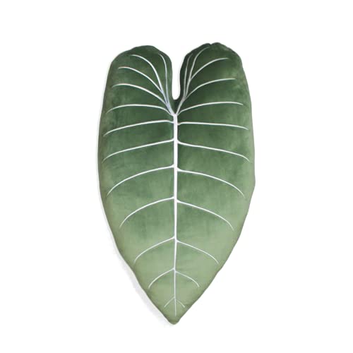Philodendron Melanochrysum Moody Green Leaf Throw Pillow