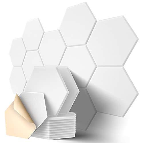 Dailycooper 12 Pack Self-adhesive Acoustic Panels 12" X 10" X 0.4" - White