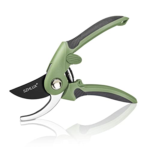 SZHLUX Pruning Shears, Sharp Precision Hand Pruner SK5 Carbon Steel Blades for Garden, Pruning Scissors, 5/8’’ Plant Clippers, Bypass Pruner - SZ-YZJ226HL