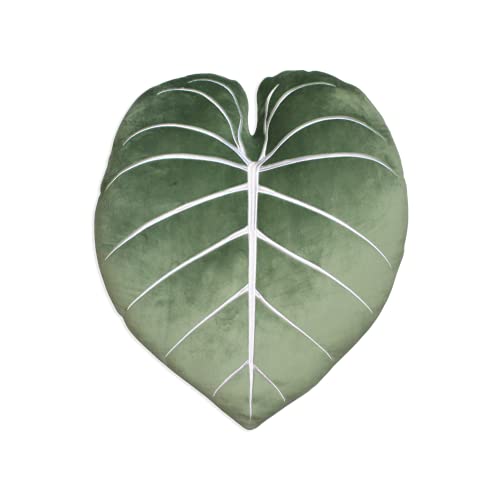 Philodendron Gloriosum Moody Green Leaf Throw Pillow