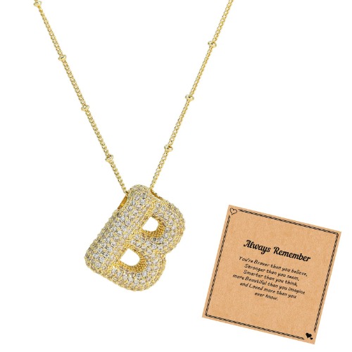 Bubble Letter Necklace Gold Charm Necklace for Women Bubble Initial Necklace Dainty Ballon Initial Necklaces Gold Plated Chain Pendant Alphabet Necklaces Charm Jewerlry Gifts for Teen Girls Girlfriend - B-Gold