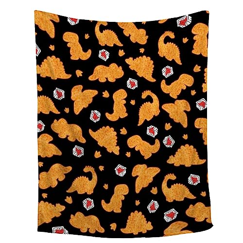 Chicken Nugget Blanket,Dino Nugget Blankets Gift Soft Cozy Plush Bedding Blanket,Fuzzy Flannel Fleece Ketchup Blanket for Couch Sofa Camping,40"x50" for Kids - Dino Chicken Nuggets - 40"x50"-Throw Size for Kids