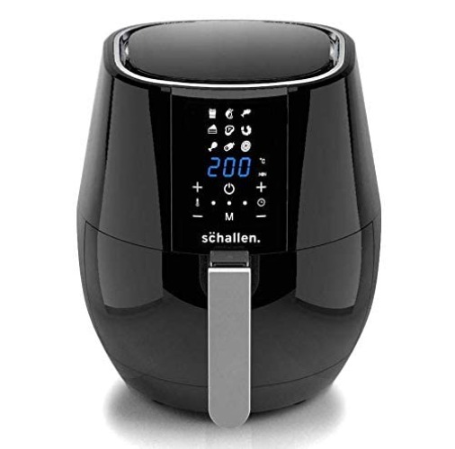 Schallen Modern Black Gloss Healthy Eating Low Fat Large 3.5L 1300-1500W Digital Display Air Fryer with 9 Cooking Settings and 30 Minute Timer (3.5L Air Fryer) - 3.5L Air Fryer - Black