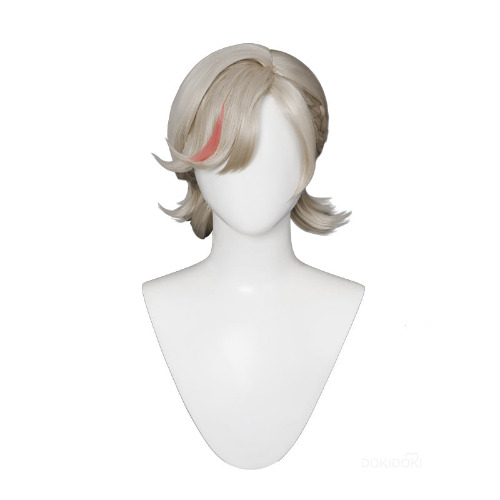 DokiDoki Game Genshin Impact Cosplay Fontaine Lyney Wig Short Silver Red Highlight | Ver 1.(Darker)-PRESALE