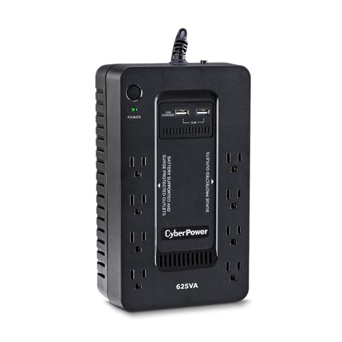 CyberPower ST625U Standby UPS System, 625VA/360W, 8 Outlets, 2 USB Charging Ports, Compact, Black - 625VA - UPS