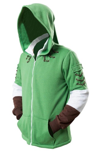 The Cosplay Costume Link Hoodie Sweatershirt Men's Halloween Zip up Coat - XX-Large Green Link-2