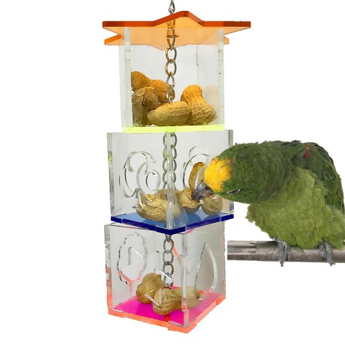 OFLAO Bird Foraging Toys,Creative Parrot Feeder Box,Hanging Treat Foraging Toy for Anchovies,Parakeets,Cockatiel,Conure,Mynah,Macow