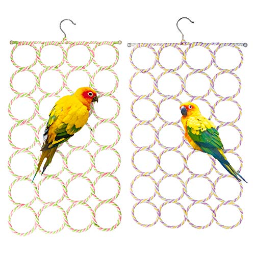 2 Packs Parrot Swing Hanging Toys, Bird Climbing Rope Net Ladders Small Medium Pet Activity Toy Suitable for Parakeet,Cockatiel,Cockatoo,Conure,Mini Macaw（Random Color ） (Style-1) - STYLE-1
