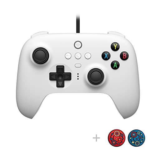 8Bitdo Ultimate Wired Controller with Customize Back Buttons and Turbo Function for PC Windows 10, Android, Steam Deck, Raspberry Pi and Switch (White) - White