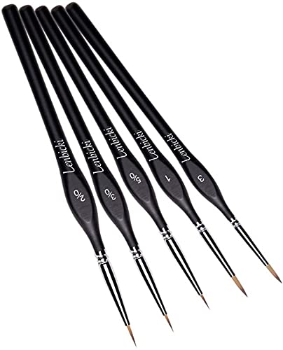 Detail Paint Brush Set 5pcs Miniature Brushes for Fine Detailing & Art Painting - Acrylic, Watercolor, Oil - Miniatures Models, Airplane Kits, Nail.(golden maple series） - 5pcs fine dtail brushes