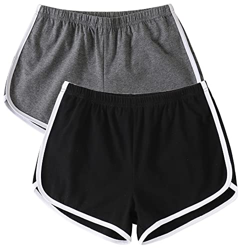 Anna & Eric 2 Pack Yoga Short Pants Summer Running Athletic Shorts Women Dance Gym Workout Elastic Waist Shorts… - Bg - Large