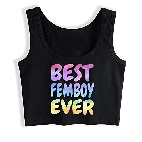 Crop Top Best Femboy Ever Yaoi Gay Pride Women Men Gay Clothing, Black, X-Large