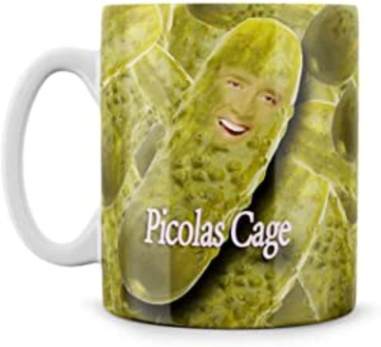 KDLY Picolas Cage Meme Mug Funny Geek Nerd Mug Nicolas Cage Fan Gift Nic Cage Pickles 11oz Mug - 1 Count (Pack of 1) A010