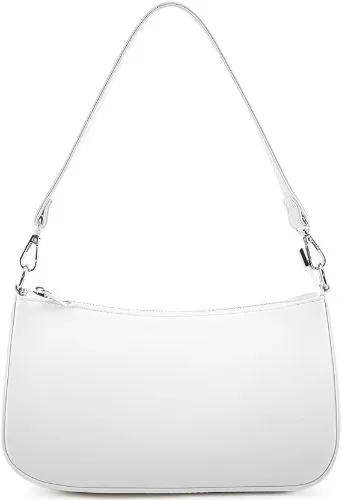 NIUEIMEE ZHOU Small Shoulder bag with 2 Removable Straps Cross Body Clutch Purse Handbag for Women - White