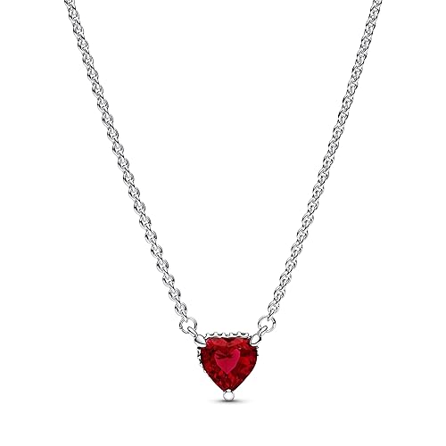 PANDORA Timeless - Gioielli cuore scintillante, con cristallo rosso ciliegia (jubilee red) - Collana