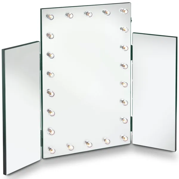 Beautify Specchio con LED per toeletta in Stile hollywoodiano a Tre Ante Regolabili