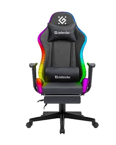 Defender Watchers Black w/ RGB Lights PU Leather Gaming Chair