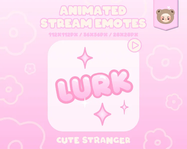 ANIMATED LURK Twitch Emote Pastel Pink / Stream Graphics / Cute / Streamer / Sparkle / Pink / Pastel / Aesthetic