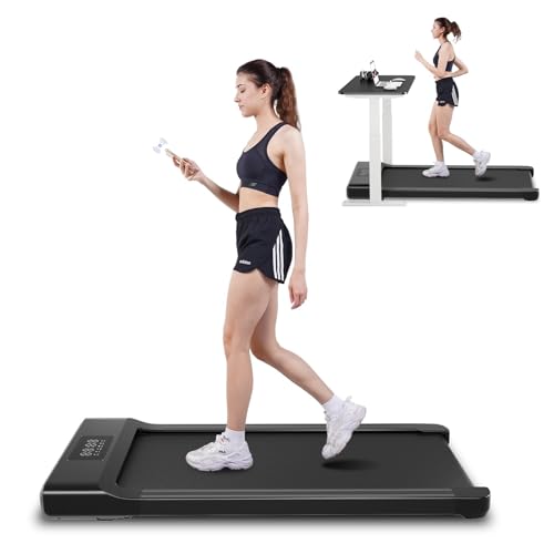 SupeRun Under Desk Treadmill, Walking Pad, Portable Treadmill with Remote Control LED Display, Quiet Walking Jogging Machine for Office Home Use - Black - BA03