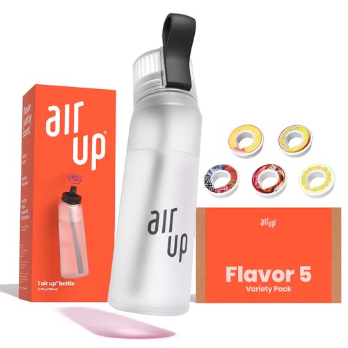air up water bottle (22oz) Pearl White + Flavor Fiesta pods 5x | Water bottle with straw | Flavored water bottle for gym with zero sugar - Variety