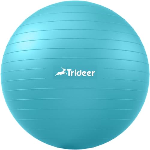 Trideer Yoga Ball Exercise Ball for Working Out, 5 Sizes Gym Ball, Birthing Ball for Pregnancy, Swiss Ball for Physical Therapy, Balance, Stability, Fitness, Office Ball Chair, Quick Pump Included - Turkis - XL(27-30ines/68-75cm)