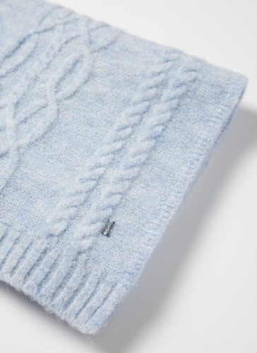 Uptown Cable Knit Scarf - Light Blue Melange / OS