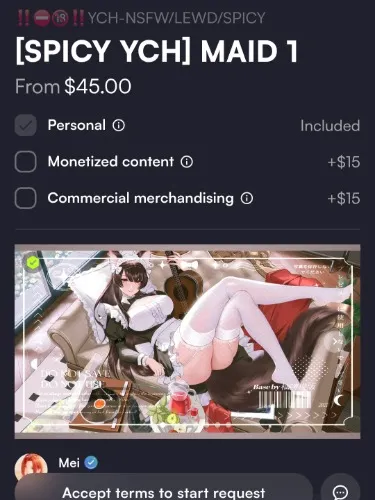 [SPICY YCH] MAID 1 by Mei (@mejroong)