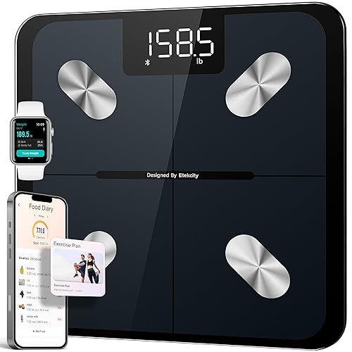 Etekcity Smart Scale for Body Weight FSA HSA Store Eligible, Bathroom Digital Weighing Scale with BMI, Body Fat, Muscle Mass, Accurate Bluetooth Home User Health Equipment Sync Apps - Black