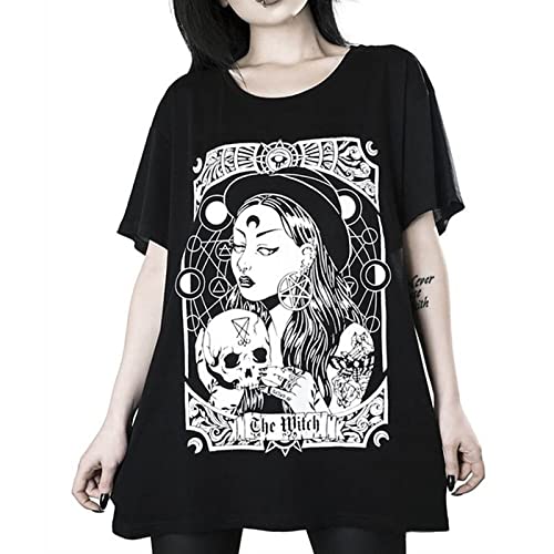 Gothic Women's T-Shirt Harajuku Loose ins Print Top Loose Plus Size Women T-Shirt Women - XX-Large - Black