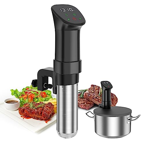 Sous Vide Machine-Suvee Cooker-Rocyis Sous Vide Kit with Lid, Recipes-1000W Fast Heating Immersion Circulator/Accurate Temperature and Timer/Digital Touch Screen, Stainless Steel (US Standard) - Sous Vide Standard