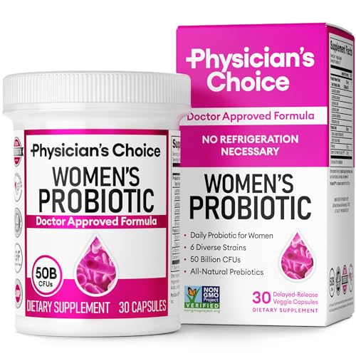 Physician's Choice Probiotics for Women - PH Balance, Digestive, UT, Immune, & Feminine Health - 50 Billion CFU - 6 Unique Strains for Women - Organic Prebiotics, Cranberry - Womens Probiotic - 30 CT - 30 Count (Pack of 1)