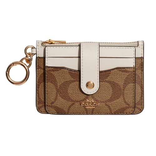 Coach Signature Attachment Card Case - One Size - Khaki, Chalk