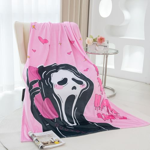 LOSIVISHE 50 x 70 Extra Length Throw Blanket Funny Horror Ghost Fleece Blanket - Cozy and Warm Throw Blanket - Perfect for Halloween and Spooky Decor - W50 x L70 - Ghost-1