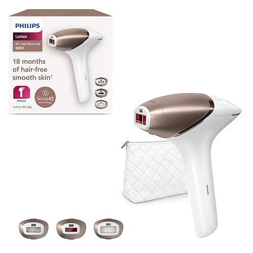 Philips Lumea IPL Hair Removal 9000 Series - Hair Removal Device with SenseIQ Technology, 3 Attachments for Body, Face, and Precision, Cordless Use (Model BRI955/00) - Lumea 9000 Series, 3 Attachments