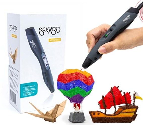 SCRIB3D Advanced 3D Printing Pen with 20 Feet of Filament, Stencil Book, and Project Guide - SCRIB3D Advanced 3D Printing Pen