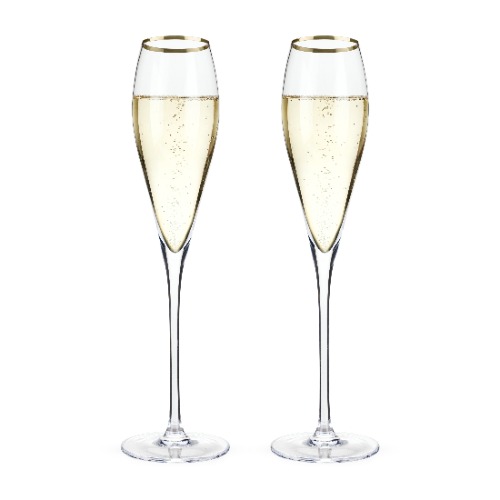 Gold-Rimmed Crystal Champagne Flutes