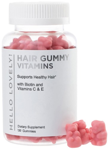 Hello Lovely Hair Vitamins Gummies with Biotin 5000 mcg Vitamin E & C Support Hair Growth, Premium Vegetarian, Non-GMO, for Stronger, Beautiful Hair & Nails, Red Berry Supplement - 120 Gummy Bears - 120 Count (Pack of 1)