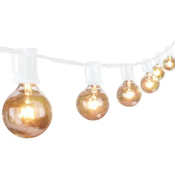 Outdoor String Light 25Feet G40 Globe Patio Lights with 27 Edison Glass Bulbs(2 Spare), Waterproof Connectable Hanging Light for Backyard Porch Balcony Deck Party Decor, E12 Socket Base, White