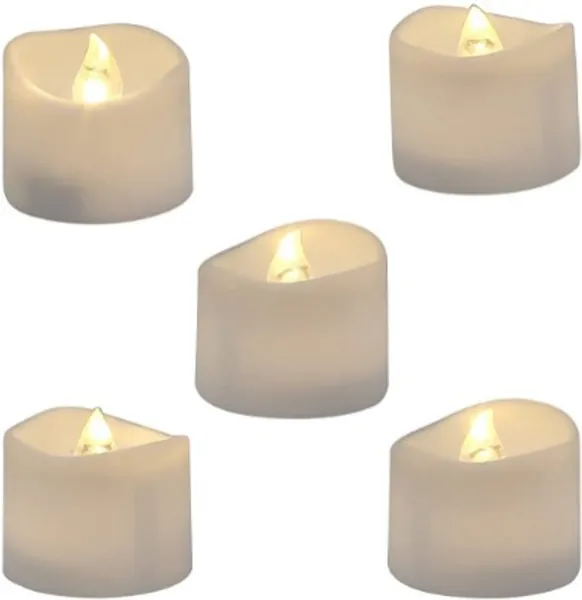 Homemory Realistic and Bright Flickering Bulb Battery Operated Flameless LED Tea Light for Seasonal Festival Celebration, Pack of 12, Electric Fake Candle in Warm White and Wave Open