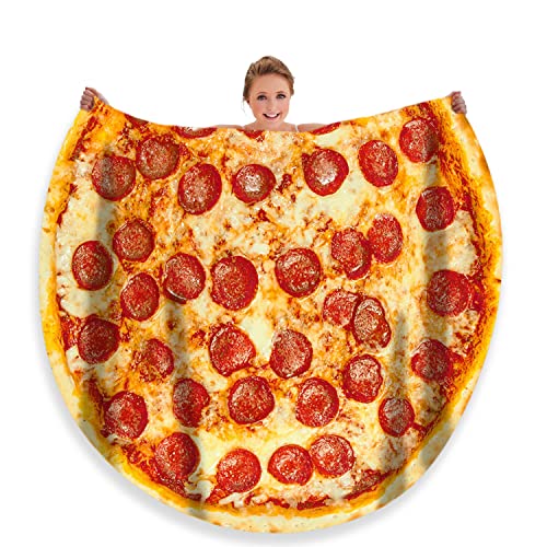 moonysweet Pizza Blanket for Adult and Kids Novelty Food Blanket Adult Size Funny Realistic Throw Blanket Fuzzy Fleece Blanket Flannel Gift for Teens Boys and Girls 60 inches - 60 inches - Red