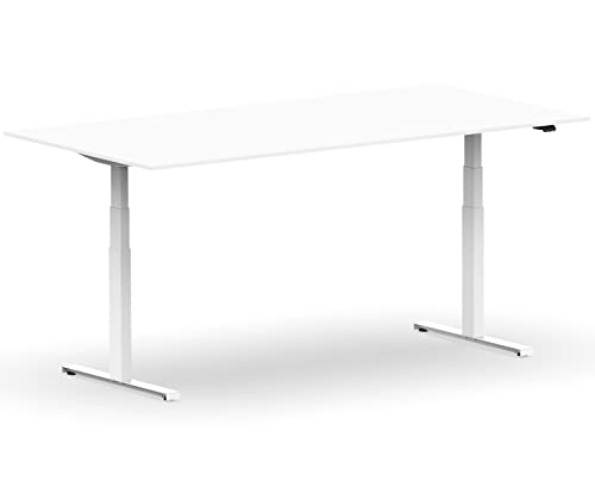 VERSEE Schreibtisch Höhenverstellbar Elektrisch VES1 | 200 x 100 cm - Sitz-Steh Tisch mit Anti-Kollisionssystem, App-Steuerung, Memory-Funktion (Gestell Weiss/Tischplatte Weiss) - 200 x 100 cm - Gestell Weiss / Tischplatte Weiss