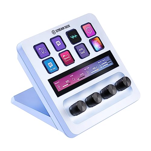 Elgato Stream Deck + White, Audiomixer, Live-Produktion und Studio-Controller für Content Creators, Streaming, Gaming, mit anpassbarer Touch-Leiste, Drehreglern und LCD-Tasten, für Mac und PC - Stream Deck + - Weiss