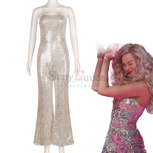 【In Stock】Movie Barbie Cosplay Barbie Sequin Jumpsuit Cosplay Costume - M